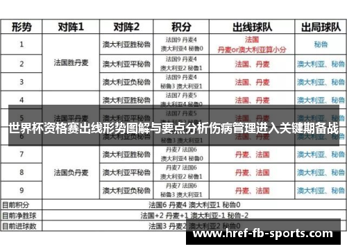 世界杯资格赛出线形势图解与要点分析伤病管理进入关键期备战